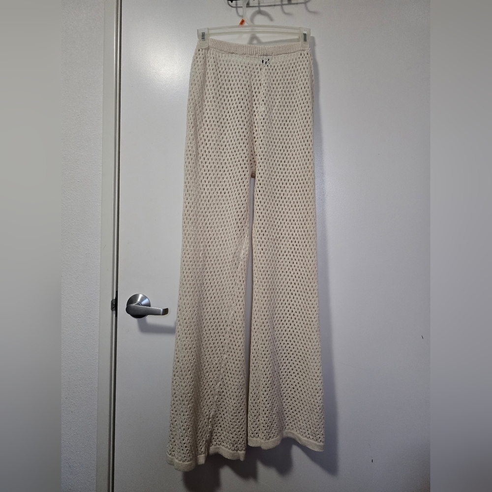 Nasty Gal White Wide Leg Crochet Pants - Picture 3 of 7